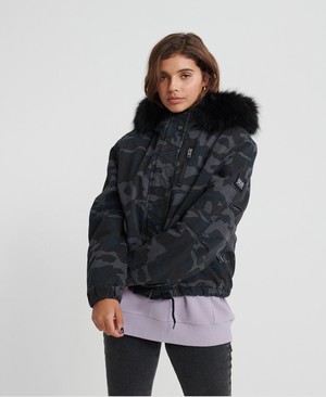 Superdry Toya Rookie Parka Női Kabát Sötétkék/Camo | OSGUT4853